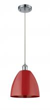  516-1P-PC-MBD-9-RD - Plymouth - 1 Light - 9 inch - Polished Chrome - Cord hung - Mini Pendant