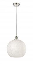  516-1P-PN-G1216-12WM - White Mouchette - 1 Light - 12 inch - Polished Nickel - Cord Hung - Mini Pendant