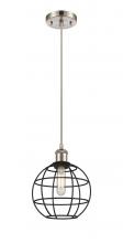  516-1P-SN-CE-8-BK - Lake Placid - 1 Light - 8 inch - Satin Nickel - Mini Pendant