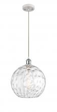  516-1P-WPC-G1215-12 - Athens Water Glass - 1 Light - 12 inch - White Polished Chrome - Cord hung - Mini Pendant