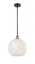  516-1S-BAB-G1216-12WM - White Mouchette - 1 Light - 12 inch - Black Antique Brass - Mini Pendant