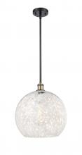  516-1S-BAB-G1216-14WM - White Mouchette - 1 Light - 14 inch - Black Antique Brass - Pendant