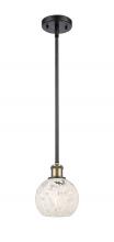  516-1S-BAB-G1216-6WM - White Mouchette - 1 Light - 6 inch - Black Antique Brass - Mini Pendant