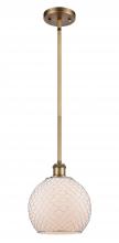  516-1S-BB-G121-8CSN - Farmhouse Chicken Wire - 1 Light - 8 inch - Brushed Brass - Mini Pendant