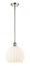  516-1S-PN-G1217-10WV - White Venetian - 1 Light - 10 inch - Polished Nickel - Mini Pendant