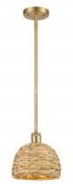  516-1S-SG-RBD-8-NAT - Woven Rattan - 1 Light - 8 inch - Satin Gold - Mini Pendant