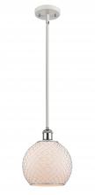  516-1S-WPC-G121-8CSN - Farmhouse Chicken Wire - 1 Light - 8 inch - White Polished Chrome - Mini Pendant