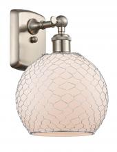  516-1W-SN-G121-8CSN - Farmhouse Chicken Wire - 1 Light - 8 inch - Brushed Satin Nickel - Sconce