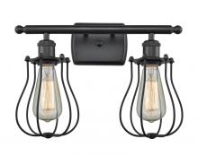  516-2W-BK-CE513-BK - Muselet - 2 Light - 16 inch - Matte Black - Bath Vanity Light