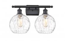  516-2W-BK-G1215-8 - Athens Water Glass - 2 Light - 18 inch - Matte Black - Bath Vanity Light