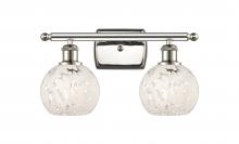  516-2W-PN-G1216-6WM - White Mouchette - 2 Light - 16 inch - Polished Nickel - Bath Vanity Light