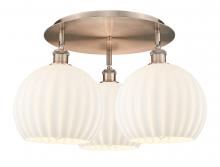  516-3C-AC-G1217-10WV - White Venetian - 3 Light - 22 inch - Antique Copper - Flush Mount