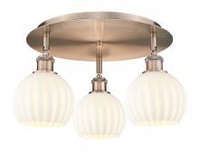  516-3C-AC-G1217-6WV - White Venetian - 3 Light - 18 inch - Antique Copper - Flush Mount