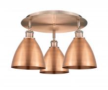  516-3C-AC-MBD-75-AC - Bristol - 3 Light - 19 inch - Antique Copper - Flush Mount