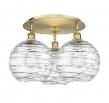  516-3C-BB-G1213-10 - Athens Deco Swirl - 3 Light - 22 inch - Brushed Brass - Flush Mount