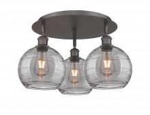  516-3C-OB-G1213-8SM - Athens Deco Swirl - 3 Light - 20 inch - Oil Rubbed Bronze - Flush Mount