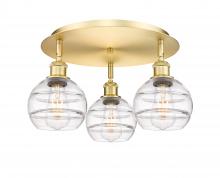  516-3C-SG-G556-6CL - Rochester - 3 Light - 18 inch - Satin Gold - Flush Mount