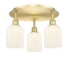  516-3C-SG-G559-5GWH - Bridal Veil - 3 Light - 17 inch - Satin Gold - Flush Mount