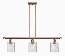  516-3I-AC-G112C-5CL - Cobbleskill - 3 Light - 36 inch - Antique Copper - Cord hung - Island Light