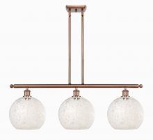  516-3I-AC-G1216-10WM - White Mouchette - 3 Light - 37 inch - Antique Copper - Stem Hung - Island Light