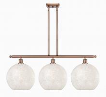  516-3I-AC-G1216-12WM - White Mouchette - 3 Light - 39 inch - Antique Copper - Stem Hung - Island Light