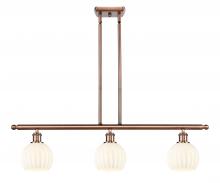  516-3I-AC-G1217-6WV - White Venetian - 3 Light - 36 inch - Antique Copper - Stem Hung - Island Light