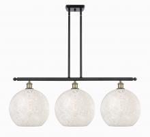  516-3I-BAB-G1216-12WM - White Mouchette - 3 Light - 39 inch - Black Antique Brass - Stem Hung - Island Light