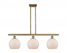  516-3I-BB-G121-8CSN - Farmhouse Chicken Wire - 3 Light - 36 inch - Brushed Brass - Cord hung - Island Light