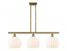  516-3I-BB-G1217-10WV - White Venetian - 3 Light - 37 inch - Brushed Brass - Stem Hung - Island Light