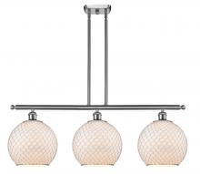  516-3I-SN-G121-10CSN - Farmhouse Chicken Wire - 3 Light - 37 inch - Brushed Satin Nickel - Cord hung - Island Light