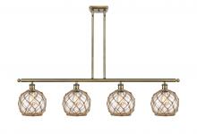  516-4I-AB-G122-8RB - Farmhouse Rope - 4 Light - 48 inch - Antique Brass - Cord hung - Island Light