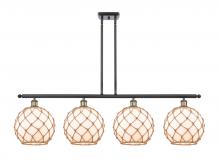  516-4I-BAB-G121-10RB - Farmhouse Rope - 4 Light - 48 inch - Black Antique Brass - Cord hung - Island Light