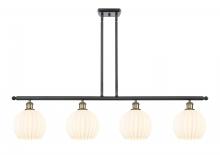  516-4I-BAB-G1217-8WV - White Venetian - 4 Light - 48 inch - Black Antique Brass - Stem Hung - Island Light