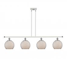  516-4I-WPC-G121-8CBK - Farmhouse Chicken Wire - 4 Light - 48 inch - White Polished Chrome - Cord hung - Island Light