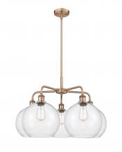  516-5CR-AC-G124-10 - Athens - 5 Light - 28 inch - Antique Copper - Chandelier