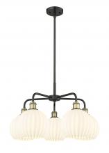  516-5CR-BAB-G1217-8WV - White Venetian - 5 Light - 26 inch - Black Antique Brass - Chandelier