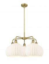  516-5CR-BB-G1217-10WV - White Venetian - 5 Light - 28 inch - Brushed Brass - Chandelier