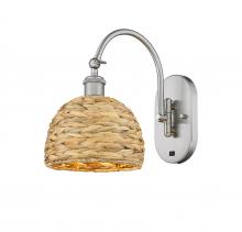 Innovations Lighting 518-1W-SN-RBD-8-NAT - Woven Rattan - 1 Light - 8 inch - Satin Nickel - Sconce