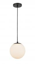  608-BK-W - Tolland - 1 Light - 8 inch - Matte Black - Cord hung - Mini Pendant