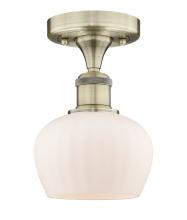  616-1F-AB-G91 - Fenton - 1 Light - 7 inch - Antique Brass - Semi-Flush Mount