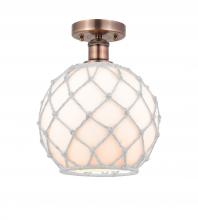  616-1F-AC-G121-10RW - Farmhouse Rope - 1 Light - 10 inch - Antique Copper - Semi-Flush Mount