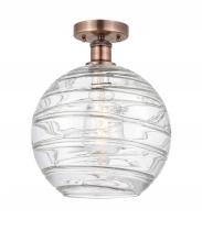  616-1F-AC-G1213-12 - Athens Deco Swirl - 1 Light - 12 inch - Antique Copper - Semi-Flush Mount