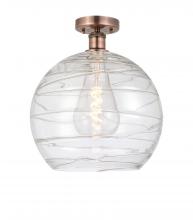  616-1F-AC-G1213-14 - Athens Deco Swirl - 1 Light - 14 inch - Antique Copper - Semi-Flush Mount