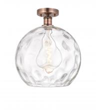  616-1F-AC-G1215-14 - Athens Water Glass - 1 Light - 13 inch - Antique Copper - Semi-Flush Mount