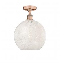  616-1F-AC-G1216-12WM - White Mouchette - 1 Light - 12 inch - Antique Copper - Semi-Flush Mount