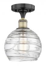  616-1F-BAB-G1213-8 - Athens Deco Swirl - 1 Light - 8 inch - Black Antique Brass - Semi-Flush Mount