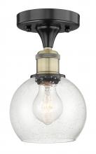  616-1F-BAB-G124-6 - Athens - 1 Light - 6 inch - Black Antique Brass - Semi-Flush Mount