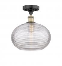  616-1F-BAB-G555-12CL - Ithaca - 1 Light - 12 inch - Black Antique Brass - Semi-Flush Mount