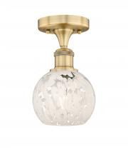  616-1F-BB-G1216-6WM - White Mouchette - 1 Light - 6 inch - Brushed Brass - Semi-Flush Mount