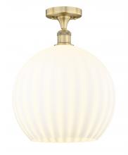  616-1F-BB-G1217-14WV - White Venetian - 1 Light - 14 inch - Brushed Brass - Semi-Flush Mount